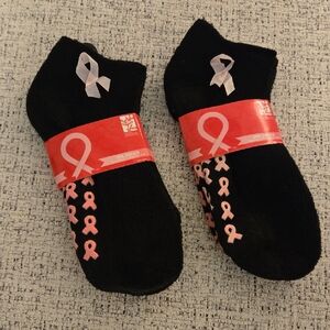 Breast Cancer Awareness Black and Pink Ribbon Ankle Socks